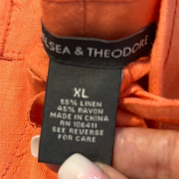 For Cynthia Orange Coral Linen Blend Straight Leg Women's Pants Sz XL NWT New - Picture 8 of 8